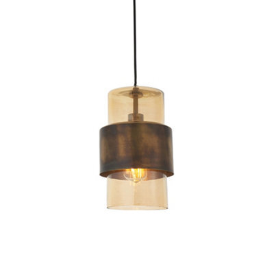 Luminosa Lighting Luminosa Palermo Pendant Ceiling Light Brass Patina & Champagne Lustre Glass - image 1