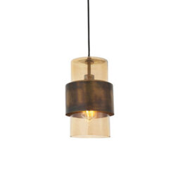 Luminosa Lighting Luminosa Palermo Pendant Ceiling Light Brass Patina & Champagne Lustre Glass - thumbnail 1