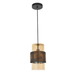 Luminosa Lighting Luminosa Palermo Pendant Ceiling Light Brass Patina & Champagne Lustre Glass - thumbnail 5