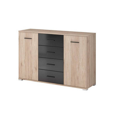 Arte Elevate Your Living Space With The Stylish Bari Sideboard Cabinet (1350mm X 910mm X 420mm) In Oak San Remo & Black - image 1
