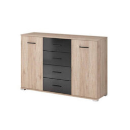 Arte Elevate Your Living Space With The Stylish Bari Sideboard Cabinet (1350mm X 910mm X 420mm) In Oak San Remo & Black - thumbnail 1