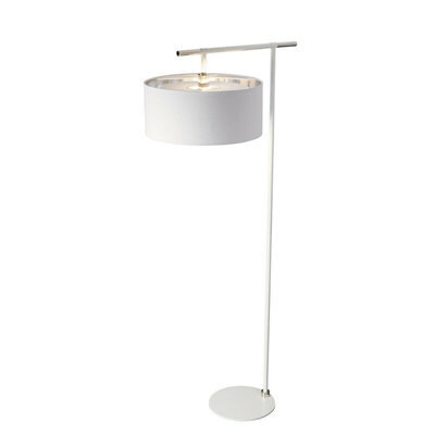 Stylish Floor Lamp With Silver Metallic Shade And Polished Nickel Finish