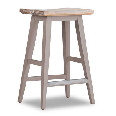 Statement Furniture Florence Truffle Bar Stool, H65Cm, Acacia Hardwood Rectangular Seat - image 1