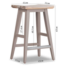 Statement Furniture Florence Truffle Bar Stool, H65Cm, Acacia Hardwood Rectangular Seat - thumbnail 3