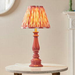 Luminosa Lighting Luminosa Myrtle Pink Clay Table Lamp With Coral Pink Fabric Ikat Shade 25Cm B22 - thumbnail 2