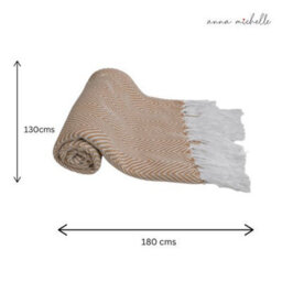 Anna Michelle Designs Chevron Ochre Handwoven Throw Recycled Plastic Bottles - thumbnail 3