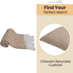 Anna Michelle Designs Chevron Ochre Handwoven Throw Recycled Plastic Bottles - thumbnail 4