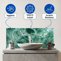 Warren Reed Designer Light Green Quartz Effect Glass Bathroom Splashback - thumbnail 2