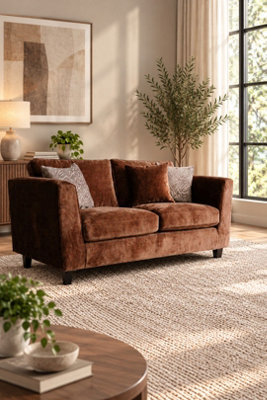 Loft Home Victoria Mocha Brown 2 Seater Fabric Sofa - image 1
