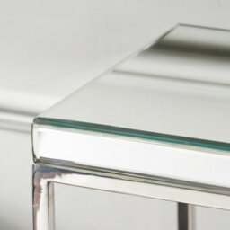 Pacific Lifestyle Mirrored Glass Console Table With Bevelled Edge And Silver Metal Frame 100Cm, Elysee - thumbnail 8