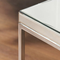 Pacific Lifestyle Mirrored Glass Console Table With Bevelled Edge And Silver Metal Frame 100Cm, Elysee - thumbnail 3