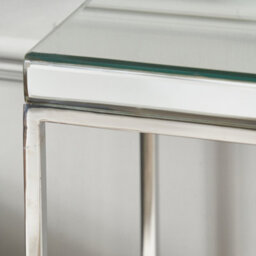 Pacific Lifestyle Mirrored Glass Console Table With Bevelled Edge And Silver Metal Frame 100Cm, Elysee - thumbnail 7