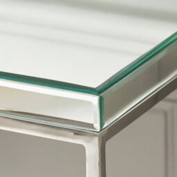 Pacific Lifestyle Mirrored Glass Console Table With Bevelled Edge And Silver Metal Frame 100Cm, Elysee - thumbnail 6
