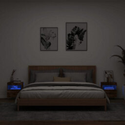 Berkfield Tv Wall Cabinets With Led Lights 2 Pcs Smoked Oak 40X30X40 Cm - thumbnail 3