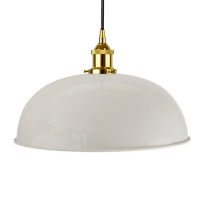 Pale Grey Worcester Painted Dome Pendant Light With Gold Lamp Holder And Black Round Cable - Se Home - image 1