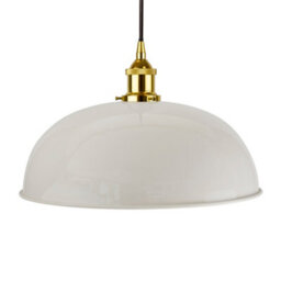 Pale Grey Worcester Painted Dome Pendant Light With Gold Lamp Holder And Black Round Cable - Se Home - thumbnail 1