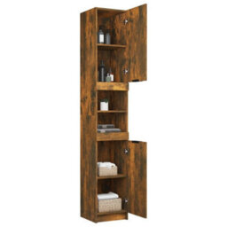 Berkfield Bathroom Cabinet Smoked Oak 32X34X188.5 Cm Engineered Wood - thumbnail 6