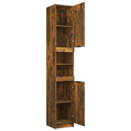 Berkfield Bathroom Cabinet Smoked Oak 32X34X188.5 Cm Engineered Wood - thumbnail 8