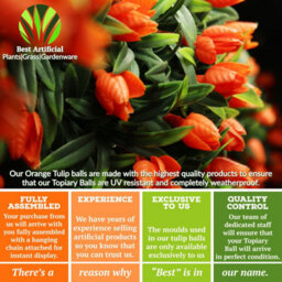Best Artificial 24Cm Orange Lush Tulip Hanging Basket Flower Topiary Ball - Suitable For Outdoor Use - Weather & Fade Resistant - thumbnail 7