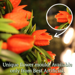 Best Artificial 24Cm Orange Lush Tulip Hanging Basket Flower Topiary Ball - Suitable For Outdoor Use - Weather & Fade Resistant - thumbnail 5