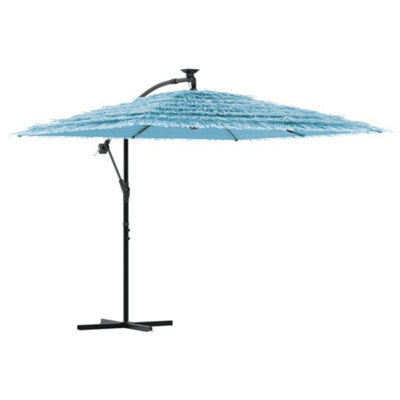 Berkfield Durable Garden Parasol With Steel Pole Blue 246X246X230 Cm