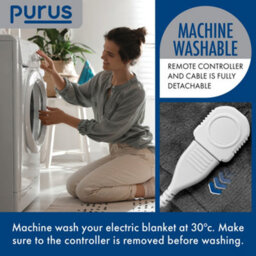 Purus Deluxe Grey Xl Electric Throw Heated Double Over Electric Blanket Soft Fleece 9 Heat & 12 Timer Settings - thumbnail 6