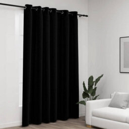 Berkfield Linen-Look Blackout Curtains With Grommets Black 290X245Cm