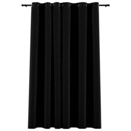 Berkfield Linen-Look Blackout Curtains With Grommets Black 290X245Cm - thumbnail 2