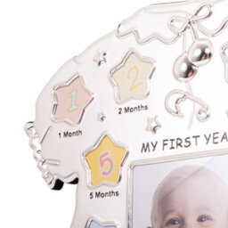 Happy Homewares Baby Sleep Suit Shape My First Year Matt And Silver Plated Multi Picture Frame - thumbnail 4