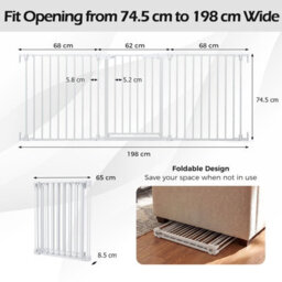 Costway Baby Gate For Doorways 3-Panel Hardware-Mounted Metal Safety Pet Gate-White - thumbnail 5