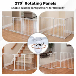 Costway Baby Gate For Doorways 3-Panel Hardware-Mounted Metal Safety Pet Gate-White - thumbnail 7