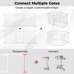 Costway Baby Gate For Doorways 3-Panel Hardware-Mounted Metal Safety Pet Gate-White - thumbnail 3