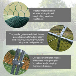 Kct 6X3 M Walk In Chicken Run Large Outdoor Coop Metal Pen For Duck Hen Poultry Rabbit Dog Cat Cage House Kennel Shed House Garden - thumbnail 7