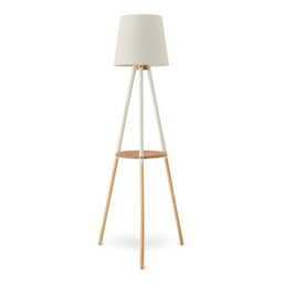 Furniturebox Uk Kelsey White & Wood Tripod Standing Floor Lamp With Shelf - thumbnail 4