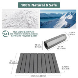 Fino Stone Stone Bath Mat Diatomaceous Earth Shower Mat Non-Slip Super Absorbent Diatomite Stone Mats For Bathroom Floor Quick-Drying - thumbnail 6