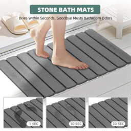 Fino Stone Stone Bath Mat Diatomaceous Earth Shower Mat Non-Slip Super Absorbent Diatomite Stone Mats For Bathroom Floor Quick-Drying - thumbnail 4