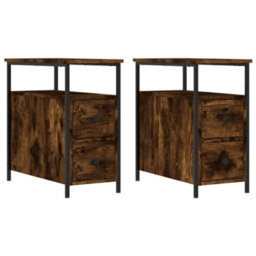 Berkfield Bedside Cabinets 2 Pcs Smoked Oak 30X60X60 Cm Engineered Wood - thumbnail 2