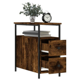 Berkfield Bedside Cabinets 2 Pcs Smoked Oak 30X60X60 Cm Engineered Wood - thumbnail 4