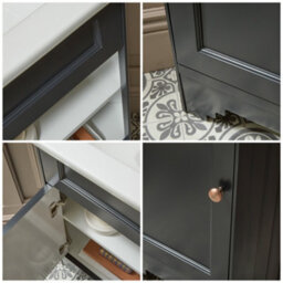 Homestylestore Black Grey 580mm Corner Bathroom Vanity Unit And Round Oil Rubbed Bronze Handles - thumbnail 2