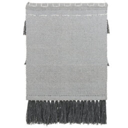 Wyld And Coco Handwoven Grey Cotton Wall Hanging With Tassels Boho Modern Decor W60 X D1 X H106Cm - thumbnail 3