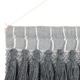 Wyld And Coco Handwoven Grey Cotton Wall Hanging With Tassels Boho Modern Decor W60 X D1 X H106Cm - thumbnail 5