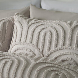 OHS Luxury Duvet Cover Set Quilt Bedding Pillowcase Tufted Arch, Stone - Double - thumbnail 4