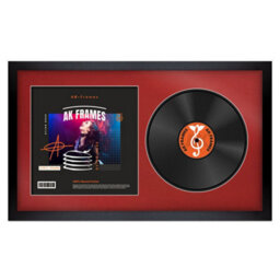 "30X17"" Matte Black Modern Vinyl Record Frame With Crimson Mount For 12 Inch Lp Album Cover & Disc - Ak Frames"
