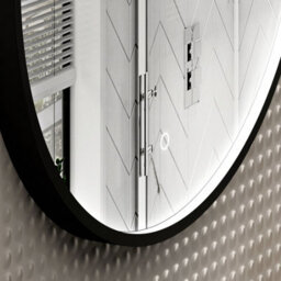 Royal Bathrooms Luxor 800 X 800mm Matt Black Round Framed Mirror Within Frame Led, Touch Sensor & Demister Pad - thumbnail 8