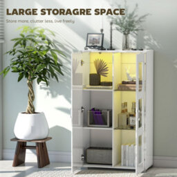 Wyld Haus Sora Coma High Gloss White Tall Display Cabinet With Glass Doors, 2 Shelves And 16-Colour Rgb Led Lighting - thumbnail 7