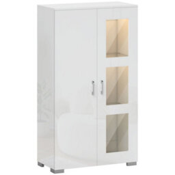 Wyld Haus Sora Coma High Gloss White Tall Display Cabinet With Glass Doors, 2 Shelves And 16-Colour Rgb Led Lighting - thumbnail 2