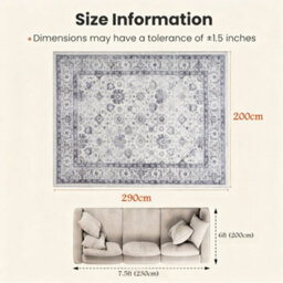 Bedlooms Serene Cashmere Rug 200X290Cm, Traditional Rug, Non Slip, Stain Resistant, Living Area & Bed Room Rug - thumbnail 7