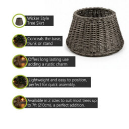 Pegdev - Pdl Wicker Christmas Tree Skirt Rattan Base Cover Stylish And Durable Tree Collar For Trees Up To 7Ft 29Cm X 70Cm - thumbnail 2