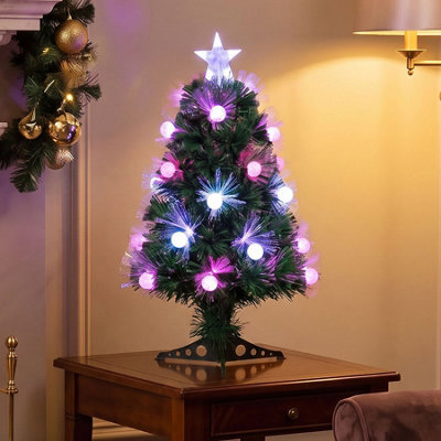2Ft Green Fibre Optic Christmas Tree Sparkle Bauble With Multi Coloured Led Lights - image 1