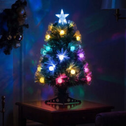 2Ft Green Fibre Optic Christmas Tree Sparkle Bauble With Multi Coloured Led Lights - thumbnail 3